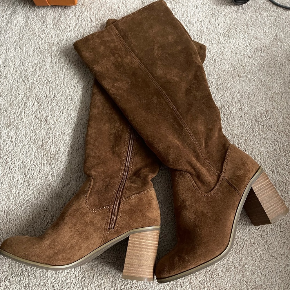 Target Brand Rich Cognac Knee Boots, Size 7.5